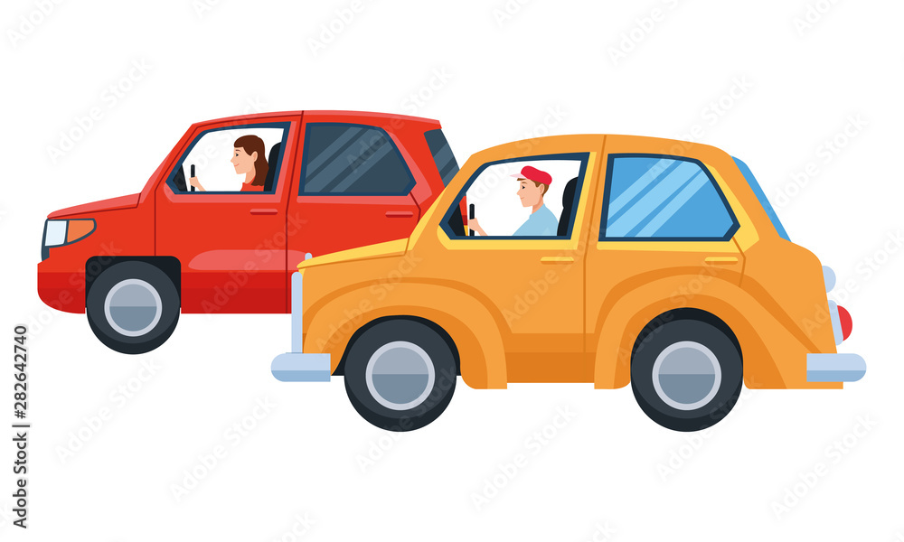 Transport and vehicles riding cartoon