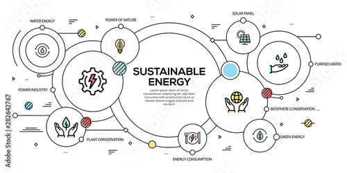 SUSTAINABLE ENERGY VECTOR CONCEPT AND INFOGRAPHIC DESIGN