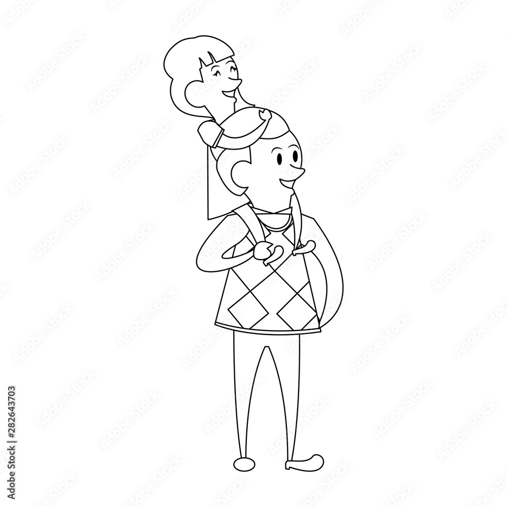 fathers day family celebration cartoon in black and white fathers day family celebration cartoon in black and white