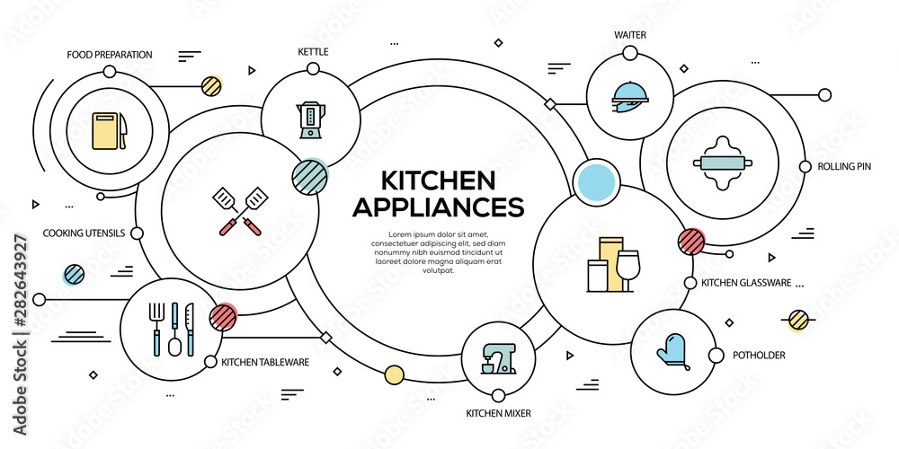 KITCHEN APPLIANCES VECTOR CONCEPT AND INFOGRAPHIC DESIGN
