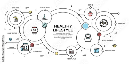 HEALTHY LIFESTYLE VECTOR CONCEPT AND INFOGRAPHIC DESIGN