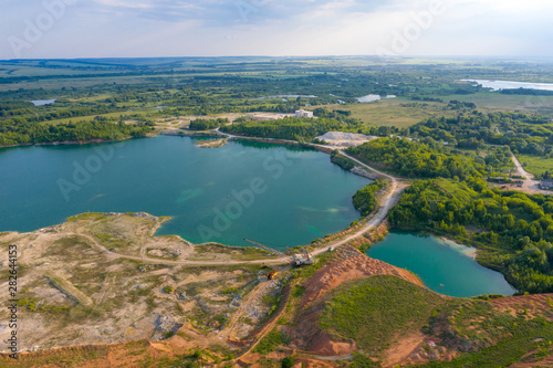 On the site of an abandoned quarry formed a lake. 