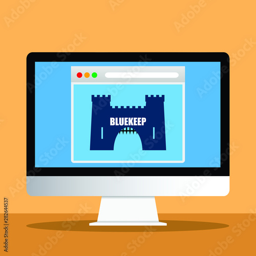 Vector illustration of BlueKeep insecurity concept. BlueKeep is a security vulnerability that was discovered in Remote Desktop Protocol (RDP) which allows for the possibility of remote code execution
