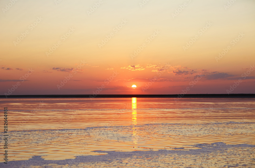 Sunset over the coastline