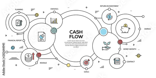 CASH FLOW VECTOR CONCEPT AND INFOGRAPHIC DESIGN