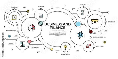 BUSINESS AND FINANCE VECTOR CONCEPT AND INFOGRAPHIC DESIGN