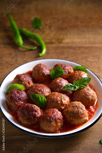 Meatballs in tomato sauce. Home made food. Concept for a tasty and healthy meal