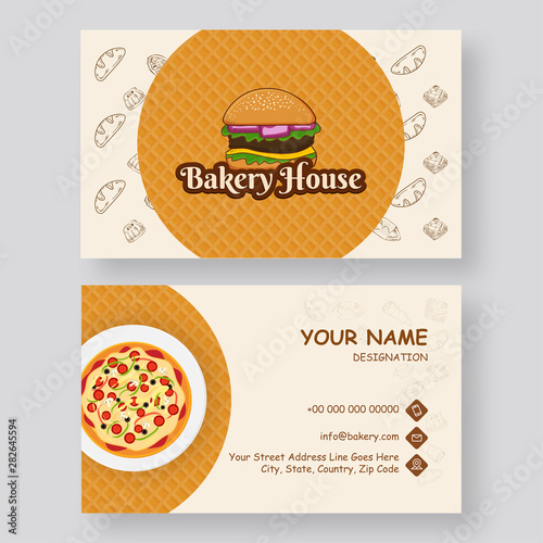 Retro style business card or visiting card design for Bakery House.