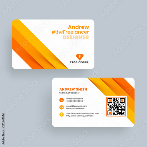 Andrew Freelance Designer business card or visiting card design in front and back view.