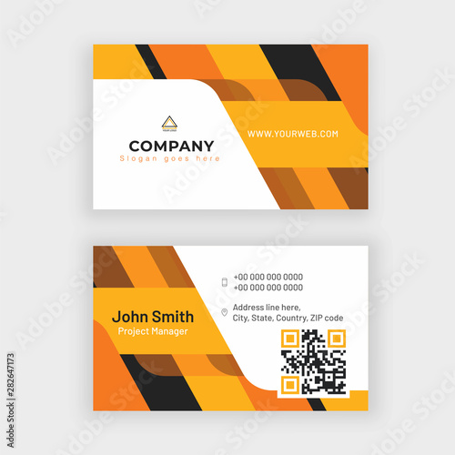 Business card or visiting card design in front and back view.