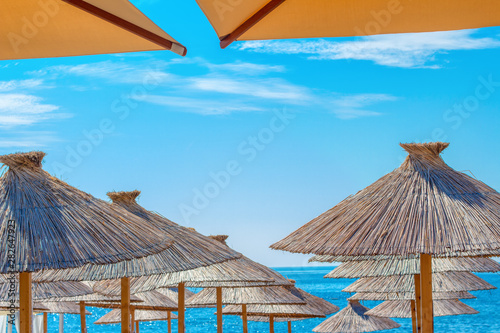 Summer vacation under the beach umbrella