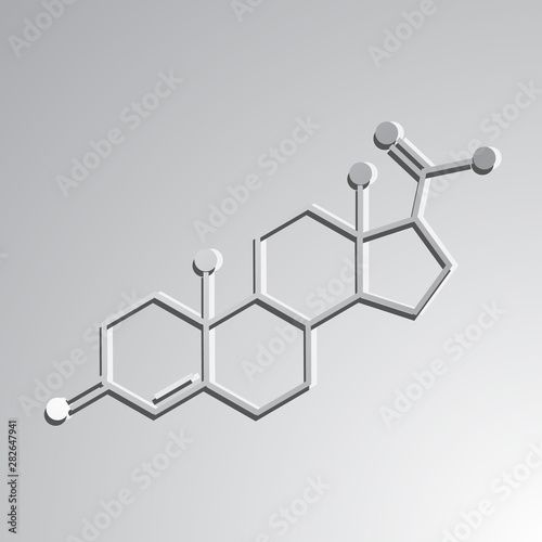 Progesterone chemical formula with shadow