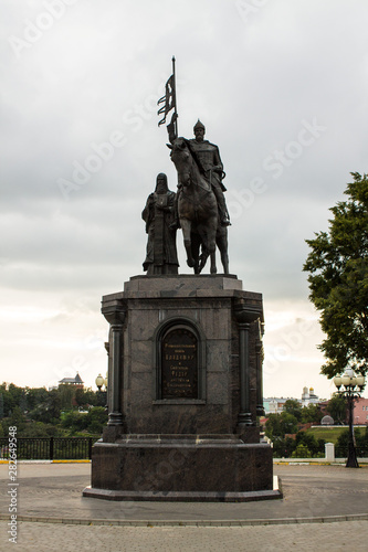 Monument to Prince Vladimir and Saint Fyodor in the historical center of the city Vladimir Russia