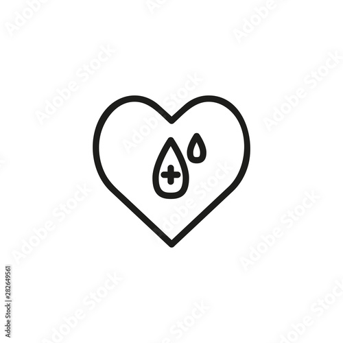 Blood donation line icon. Drop, heart, donor. Blood transfusion concept. Can be used for topics like charity, hospital, life support