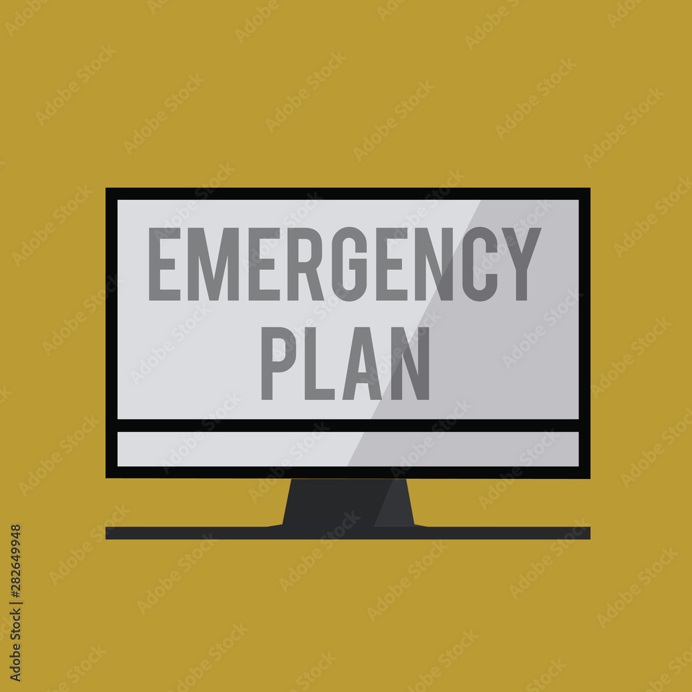 Handwriting text Emergency Plan. Concept meaning Procedures for response to major emergencies Be prepared. Handwriting text Emergency Plan. Concept meaning Procedures for response to major emergencies Be prepared.