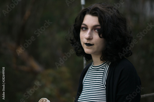 portrait of young emo goth model