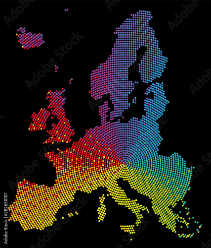 Rainbow colored Europe map. Symbol for a multicultural, tolerant, liberal, social and colorful organization - and for diversity, equality, integration and friendship.
