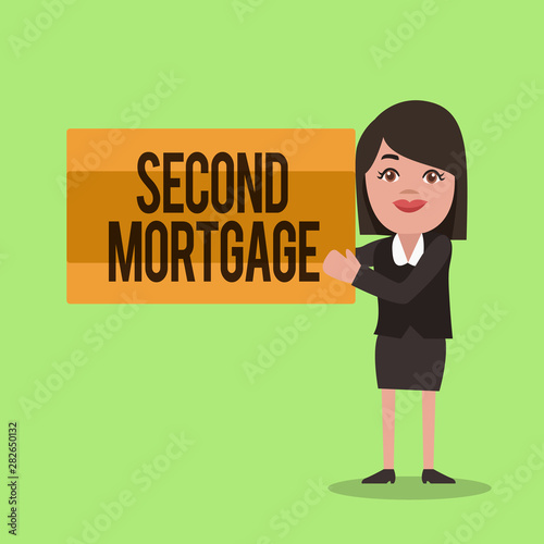 Handwriting text writing Second Mortgage. Concept meaning lien on property which is subordinate to more senior one. photo