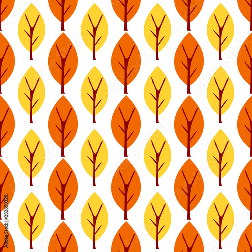 Decorative leaves seamless pattern. Cute nature background with trees. Scandinavian style forest vector illustration. Design for textile  wallpaper  fabric.