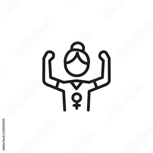 Girl power line icon. Muscle, gender, strength. Feminism concept. Can be used for topics like bodybuilding, revolution, women empowerment