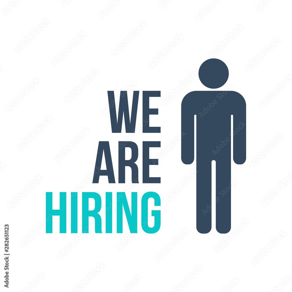we are hiring text with male silhouette we are hiring text with male silhouette