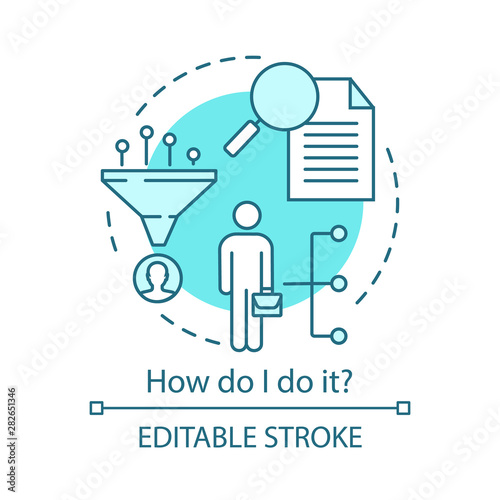 Searching business motivation concept icon. Diligent businessman idea thin line illustration. How do it do it. Striving for success. Overcoming difficulties. Vector isolated drawing. Editable stroke