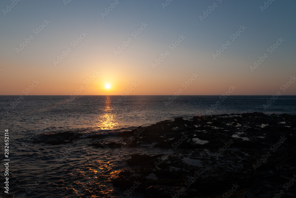 Horizontal shot of a mediterranean sea sunrise 
