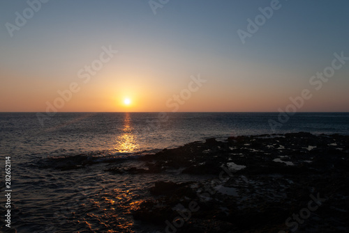 Horizontal shot of a mediterranean sea sunrise 