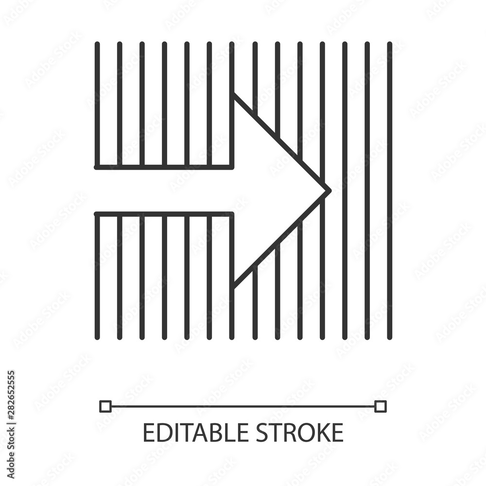 Arrow on striped backdrop linear icon. Arrow pointing to right direction. Motion. Navigation pointer, signpost. Thin line illustration. Contour symbol. Vector isolated outline drawing. Editable stroke Arrow on striped backdrop linear icon. Arrow pointing to right direction. Motion. Navigation pointer, signpost. Thin line illustration. Contour symbol. Vector isolated outline drawing. Editable stroke