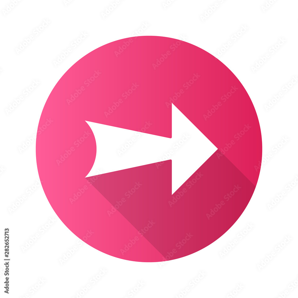 Wide arrow flat design long shadow glyph icon. Rightward route. Arrowhead indexer. Next. Navigation pointer, indicator. Pointing symbol. Arrow showing right direction. Vector silhouette illustration Wide arrow flat design long shadow glyph icon. Rightward route. Arrowhead indexer. Next. Navigation pointer, indicator. Pointing symbol. Arrow showing right direction. Vector silhouette illustration