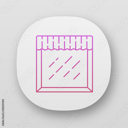 Valance app icon. House and office window decoration. Interior design. Decorative fabric drapery. Window top treatments. UI/UX user interface. Web or mobile applications. Vector isolated illustrations