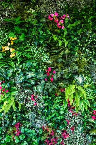 vertical plastic trees garden closeup