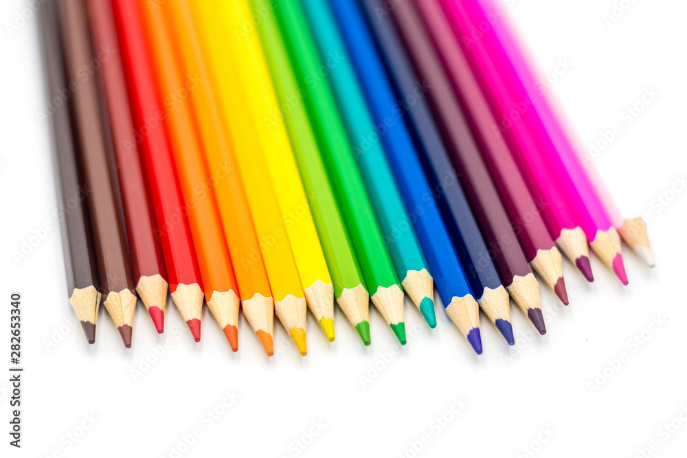Fototapeta premium Color pencils isolated on white background. Back to school
