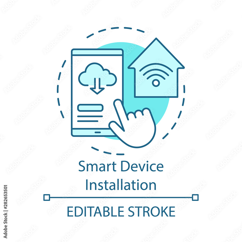 Smart device installation concept icon. Home service for electronic ...