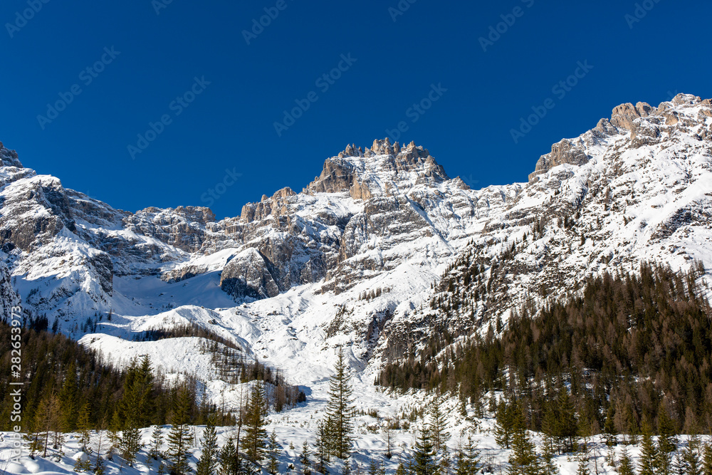 Mountain with snow in the dolomites