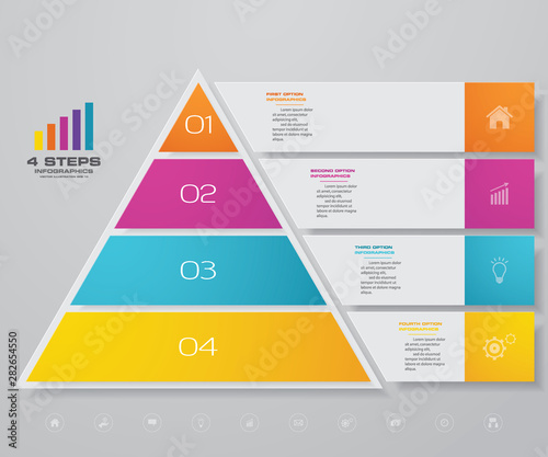 4 steps pyramid with free space for text on each level. infographics, presentations or advertising. EPS10.	