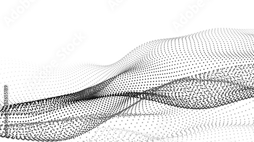 Abstract wave in white background. Wave of particles. Vector illustration.