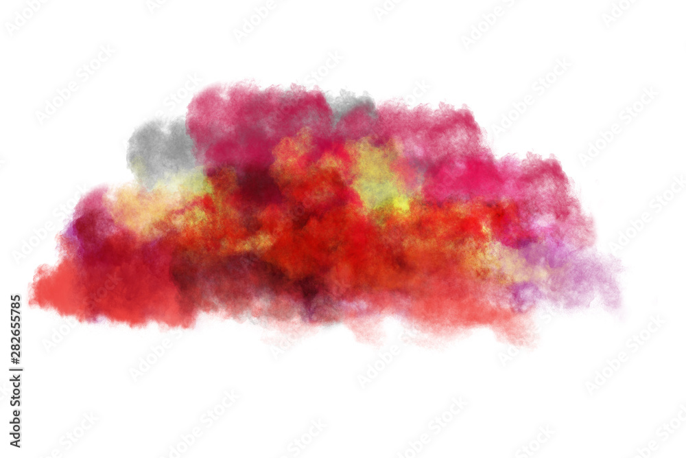 Fototapeta premium Freeze motion of colorful color powder exploding on white background. Paint Holi.
