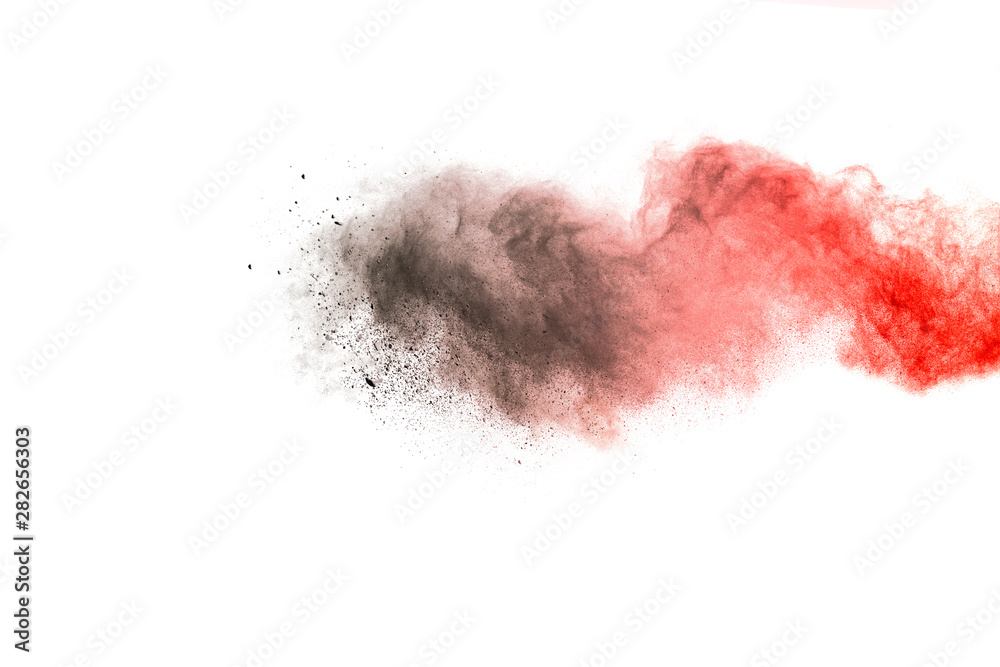 Fototapeta premium Freeze motion of colorful color powder exploding on white background. Paint Holi.