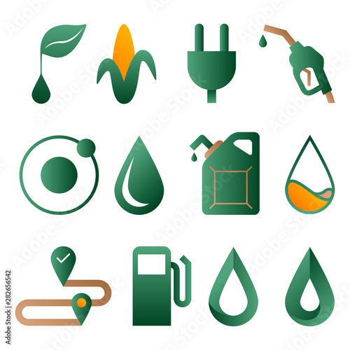 Gasoline station. Auto icons set. Electric Car. Pollution. Petrol icons set. Oil pump and petrol icons with oil drop. Transportation. Oil Related. Renewable