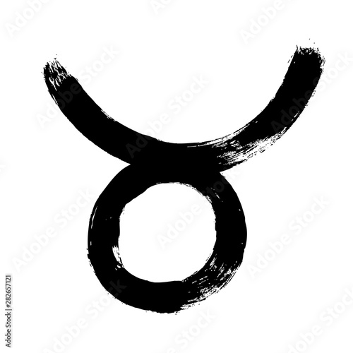 Taurus zodiac sign. Hand painted design vector illustration. Taurus horoscope sign, symbol, icon for your design. Hand drawn vector illustration
