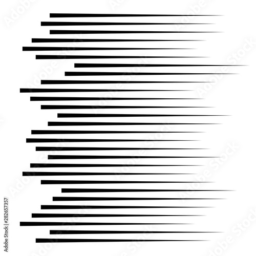 Horizontal speed lines for comic books. Manga, anime graphic texture. Black and white vector monochrome background. Black lines