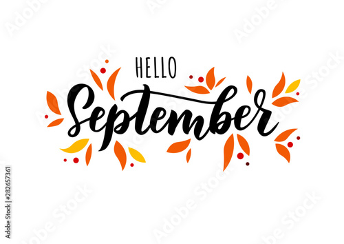 Wallpaper Mural September text. Lettering typography. Vector illustration as poster, postcard, greeting card, invitation template. Concept September advertising Torontodigital.ca