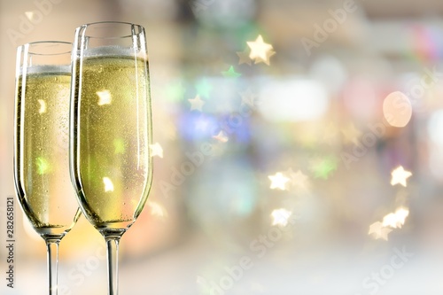 Two glasses of champagne isolated on white background