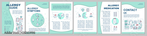 Allergy guide brochure template layout. Symptoms, treatment. Flyer, booklet, leaflet print design with linear illustrations. Vector page layouts for magazines, annual reports, advertising posters