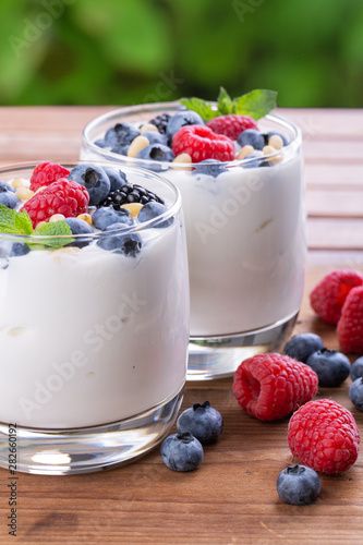 Natural Greek yogurt and wild berries