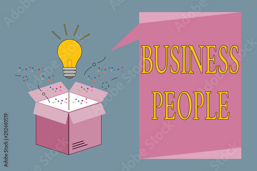 Conceptual hand writing showing Business People. Business photo showcasing People who work in business especially at an executive level. photo