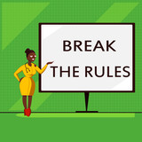 Conceptual hand writing showing Break The Rules. Business photo showcasing To do something against formal rules and restrictions.