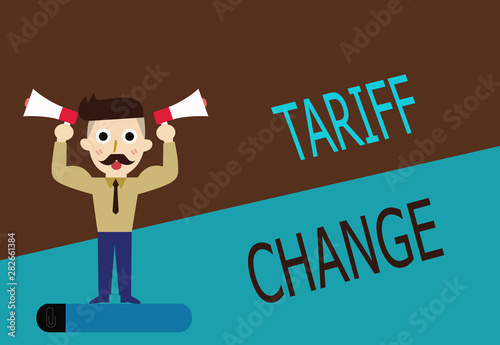 Conceptual hand writing showing Tariff Change. Business photo text Amendment of Import Export taxes for goods and services.
