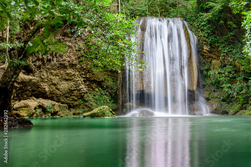 Erawan Waterfall, Erawan National Park in Kanchanaburi, Thailand © nuwatphoto